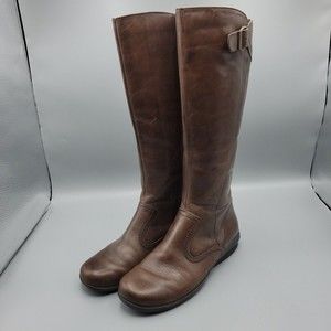Clarks Brown Leather Lined Zip Knee High Boots Womens Size 6.5 M Style 80836